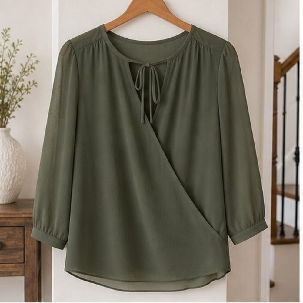 Olive Wrap Blouse